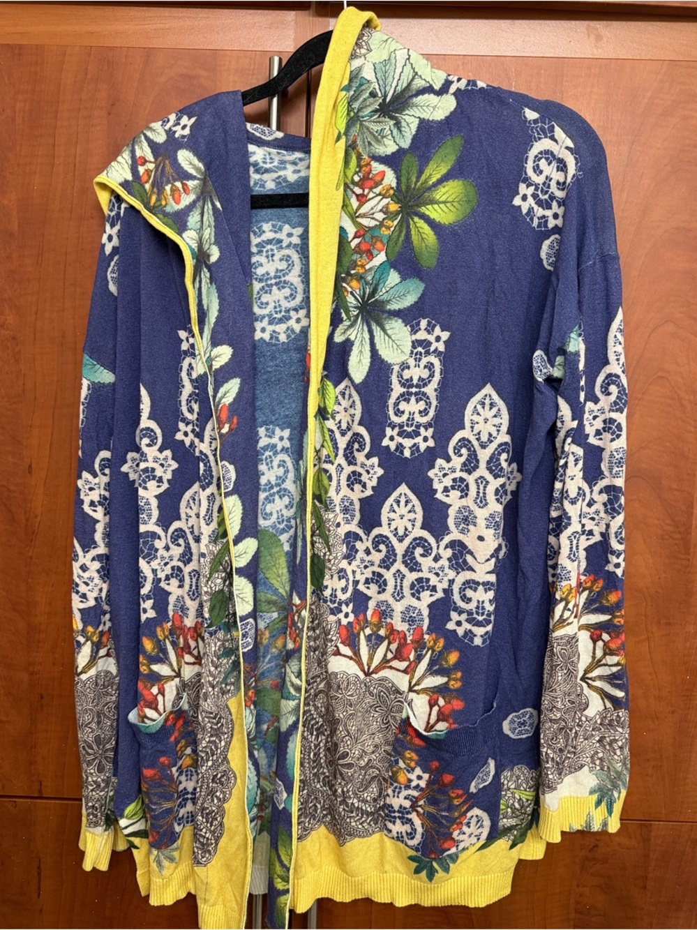 Johnny Was Biya Hooded Cardigan Kimono Navy